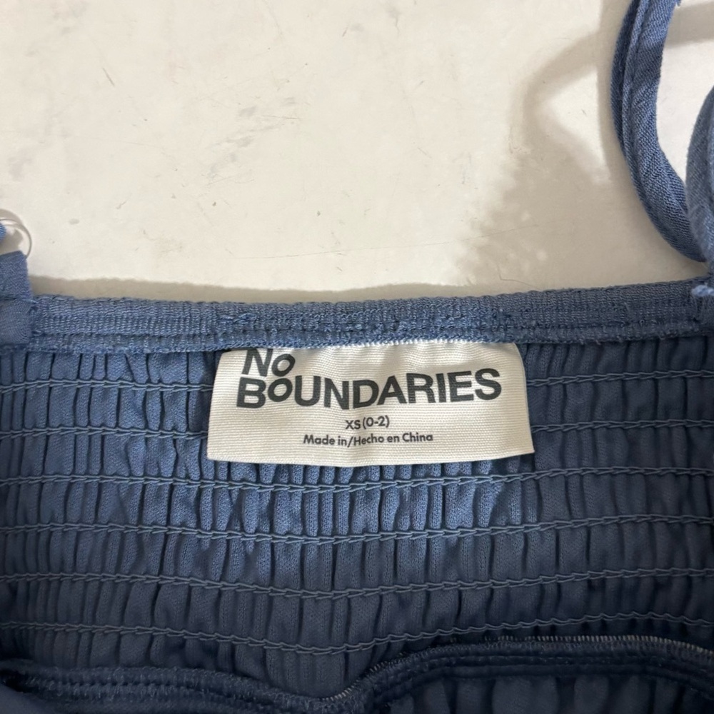 No Boundaries Size XS Blue Babydoll Tiered Mini Dress Cami Straps Travel‎ - Picture 4 of 5